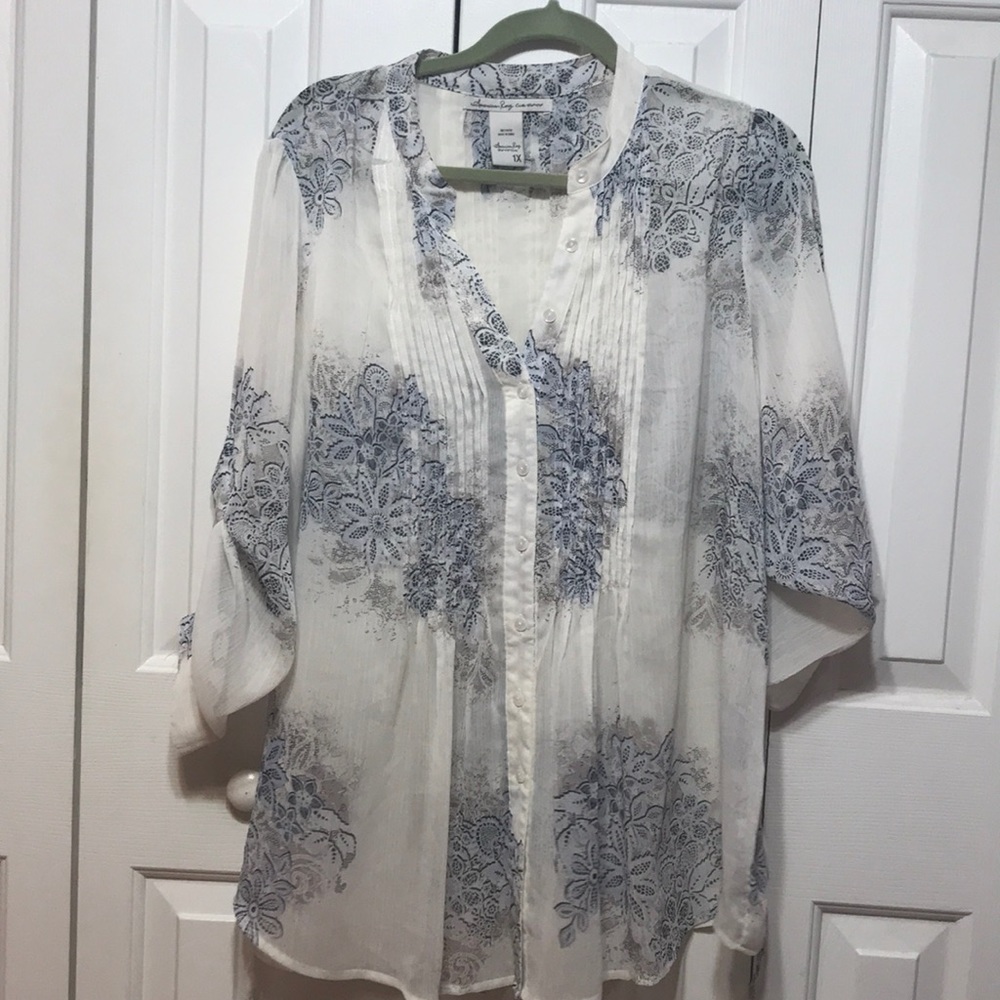 Flowy Patterned Plus Size Top - image 1